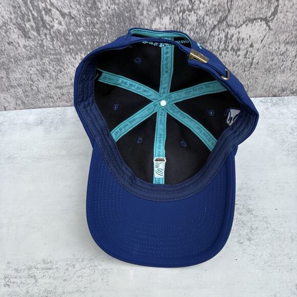 Caribou Coffee Hat Adjustable Baseball Cap Happy Holidays Navy Blue Cup - Picture 6 of 6
